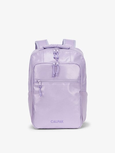 Front view of CALPAK Terra Hydration Backpack in amethyst; BPT2201-AMETHYST