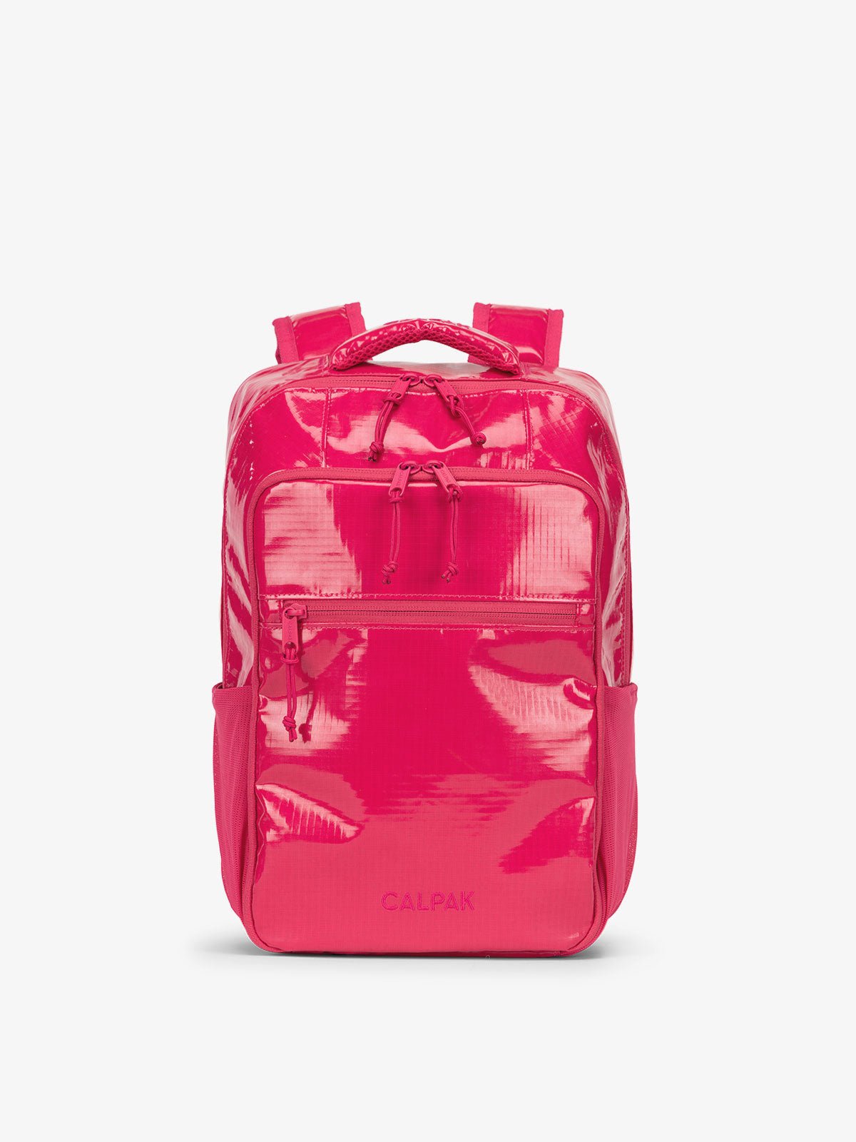 Front view of CALPAK Terra Hydration Backpack in pink dragonfruit
