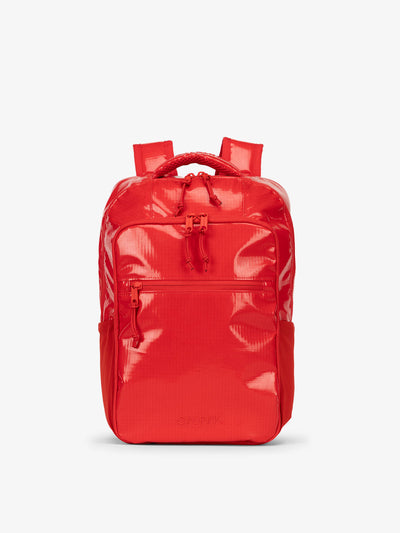 Front view of CALPAK Terra Hydration Backpack in flame red; BPT2201-FLAME view 1