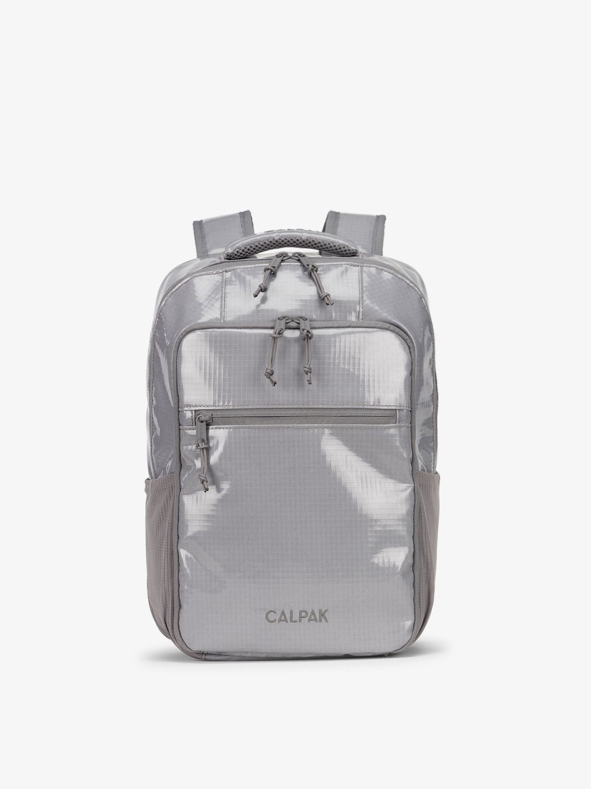 Front view of CALPAK Terra Hydration Backpack in gray storm