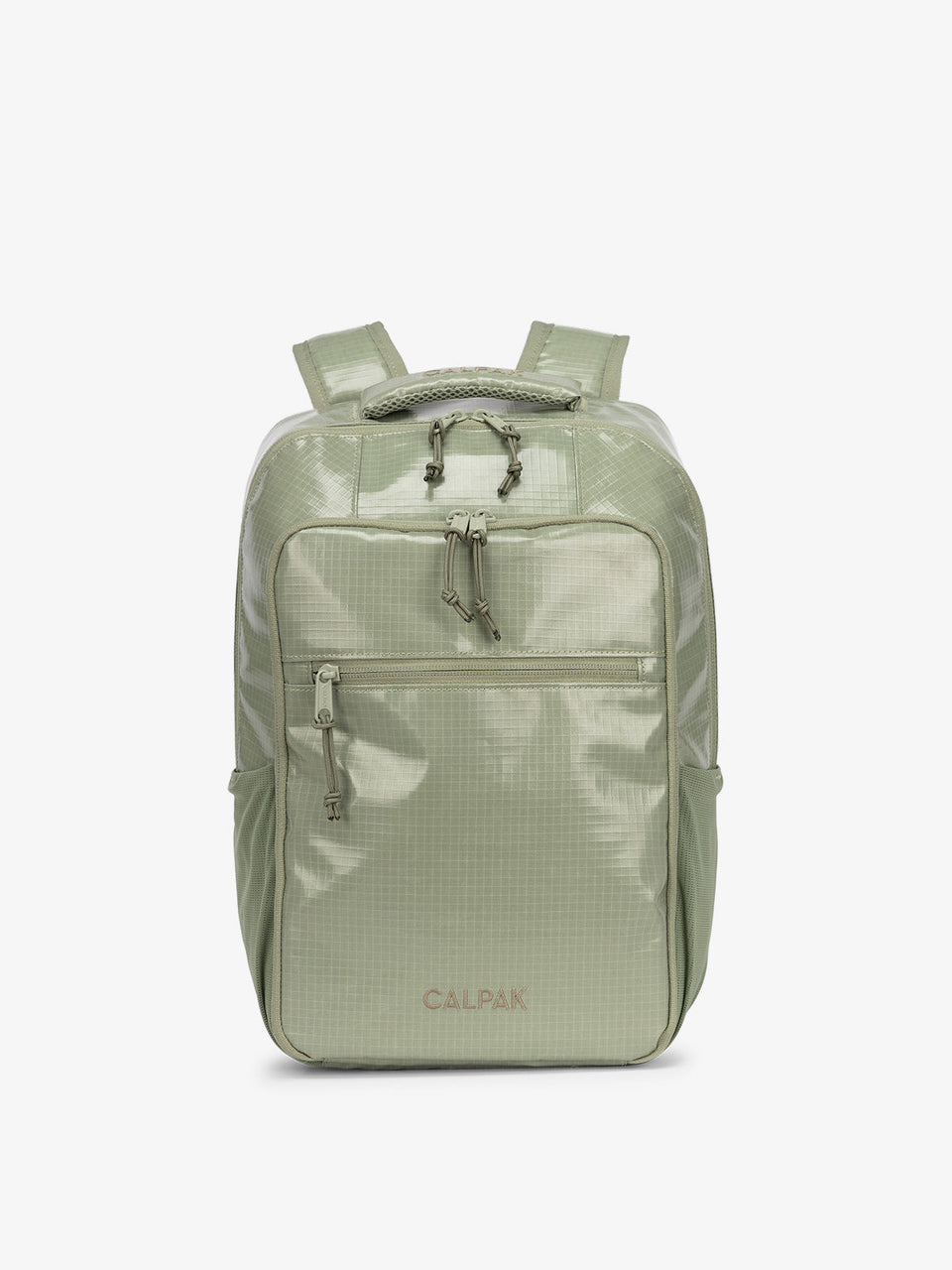 Front view of CALPAK Terra Hydration Backpack in juniper; BPT2201-JUNIPER