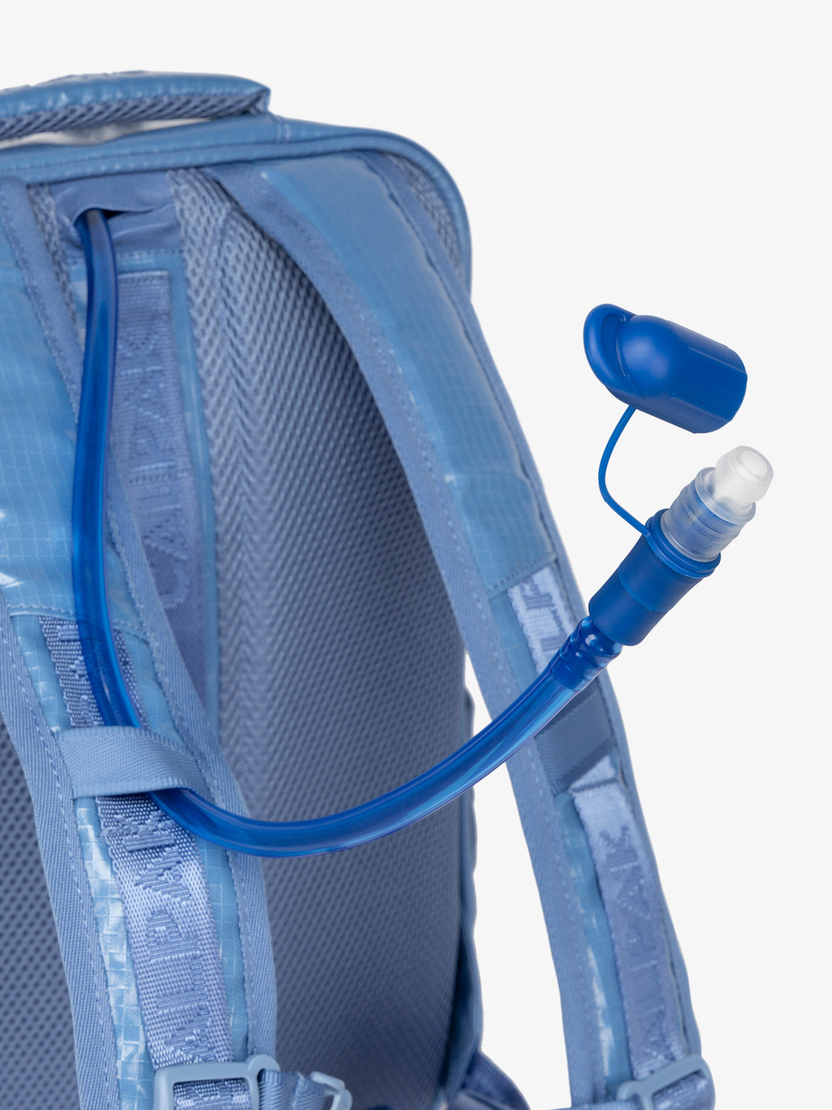 Close up of removable CALPAK hydration reservoir straw with valve cap in glacier; BPT2201-GLACIER
