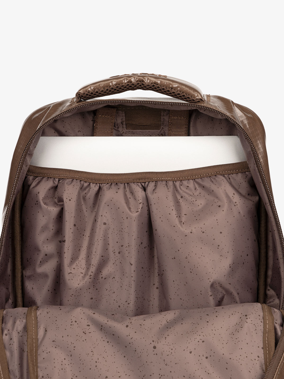 CALPAK Terra Laptop Backpack with laptop slip pocket in cacao; BPT2201-CACAO