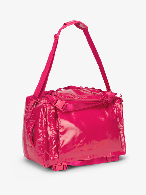 Pink dragonfruit terra large 50L duffel backpack with removable and adjustable body shoulder strap