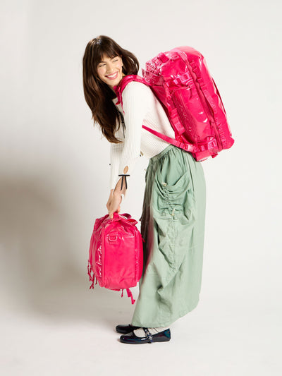 CALPAK Terra 50L Duffel Backpack in bright pink Dragonfruit; DTL2301-DRAGONFRUIT view 2