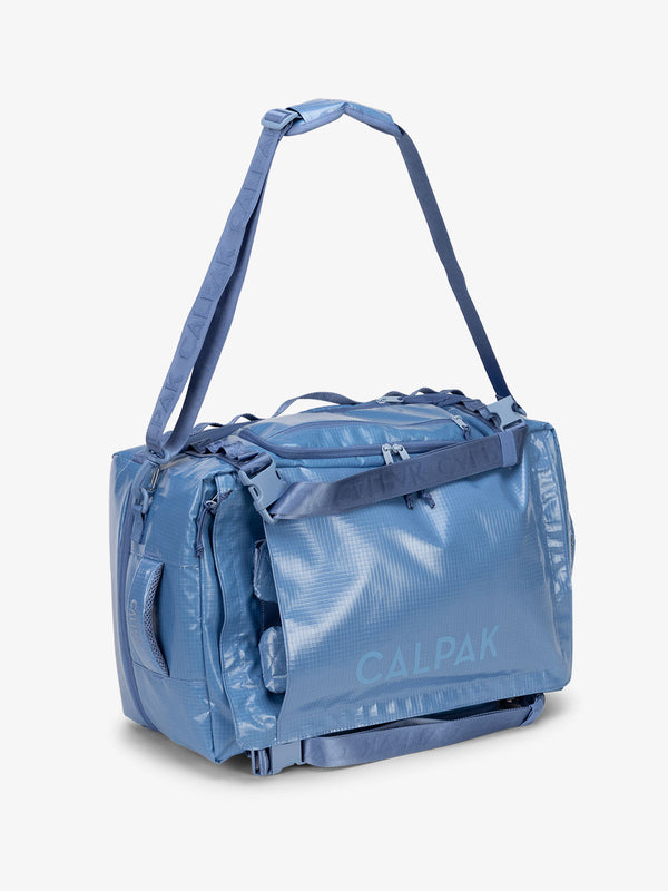 Blue glacier terra large 50L duffel backpack with removable and adjustable body shoulder strap