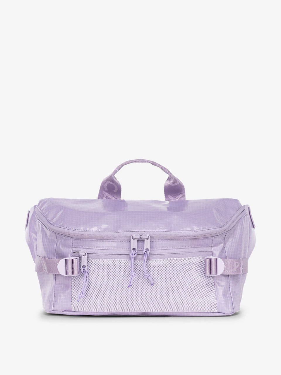 CALPAK Terra Sling Bag with mesh front pocket and top handle in amethyst; CBH2201-AMETHYST