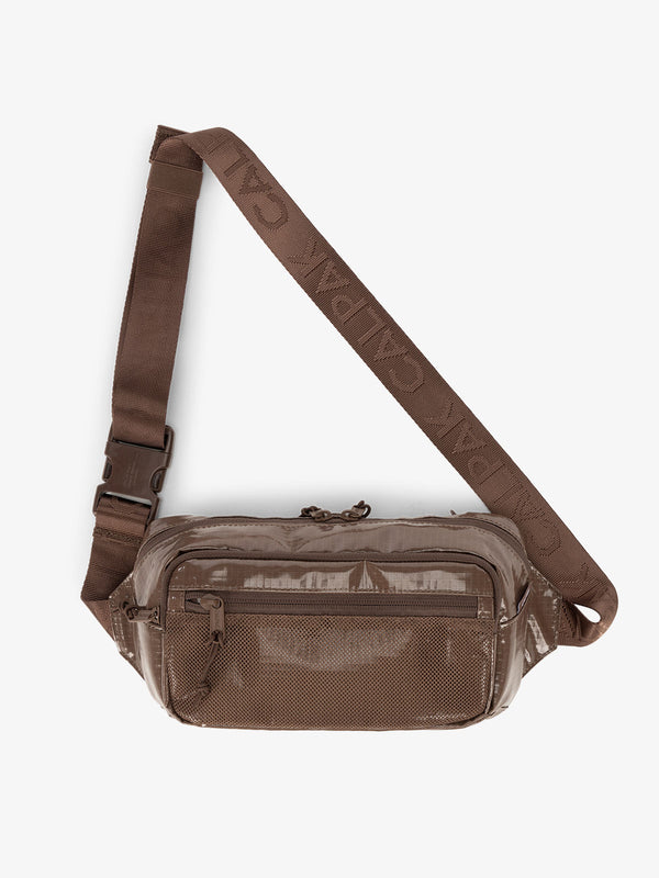 Terra small crossbody sling bag with adjustable nylon strap in brown