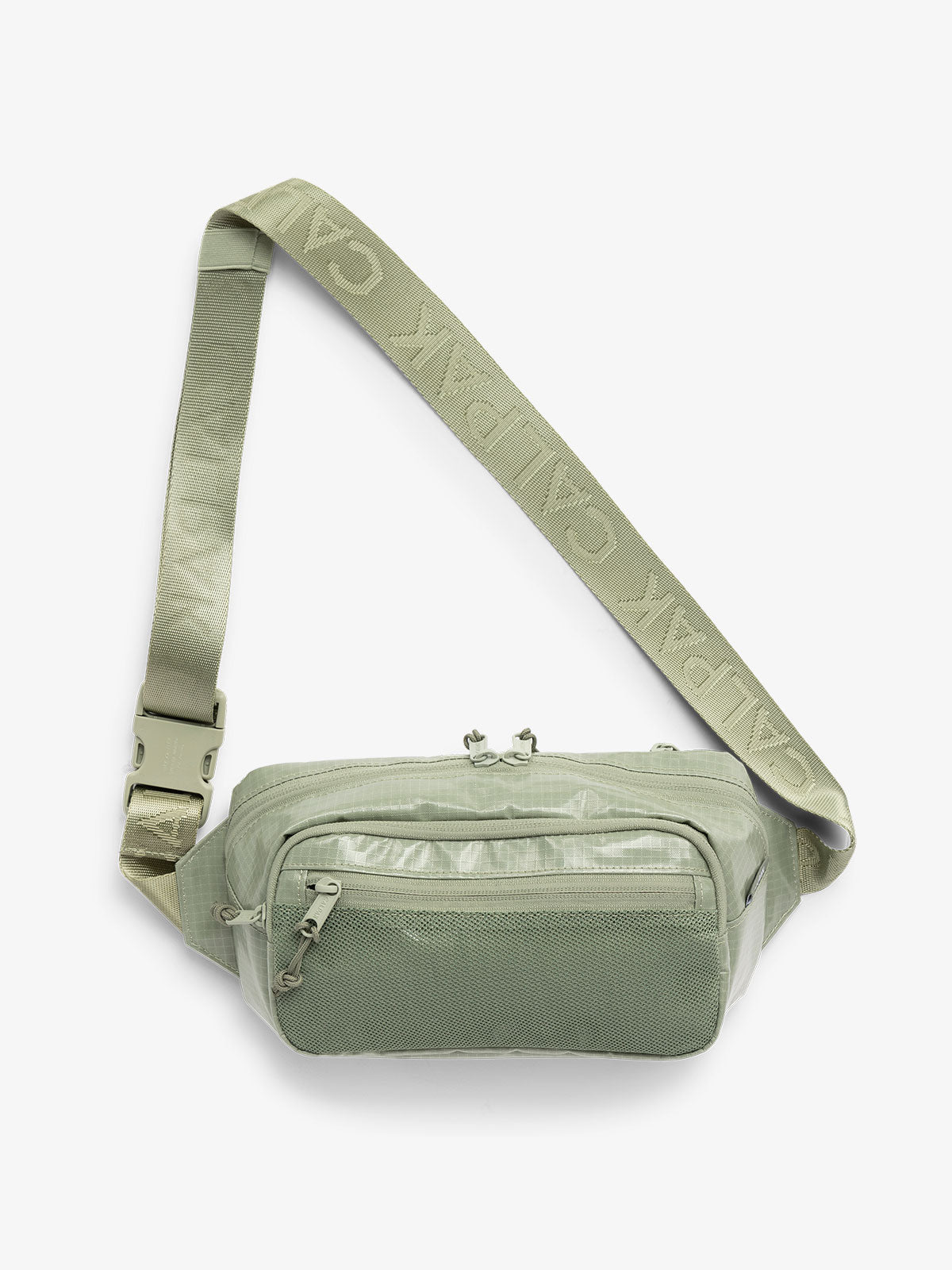 CALPAK Terra small belt bag with adjustable nylon strap in green; BBT2301-JUNIPER