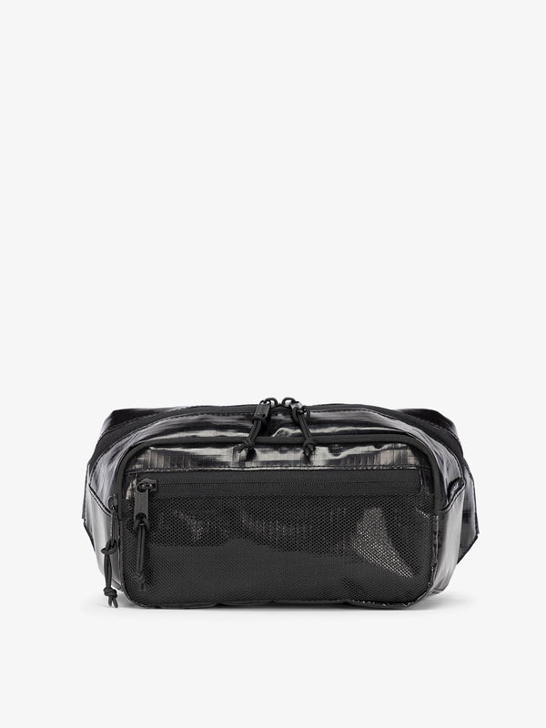 CALPAK Terra small sling bag with mesh front pocket in obsidian