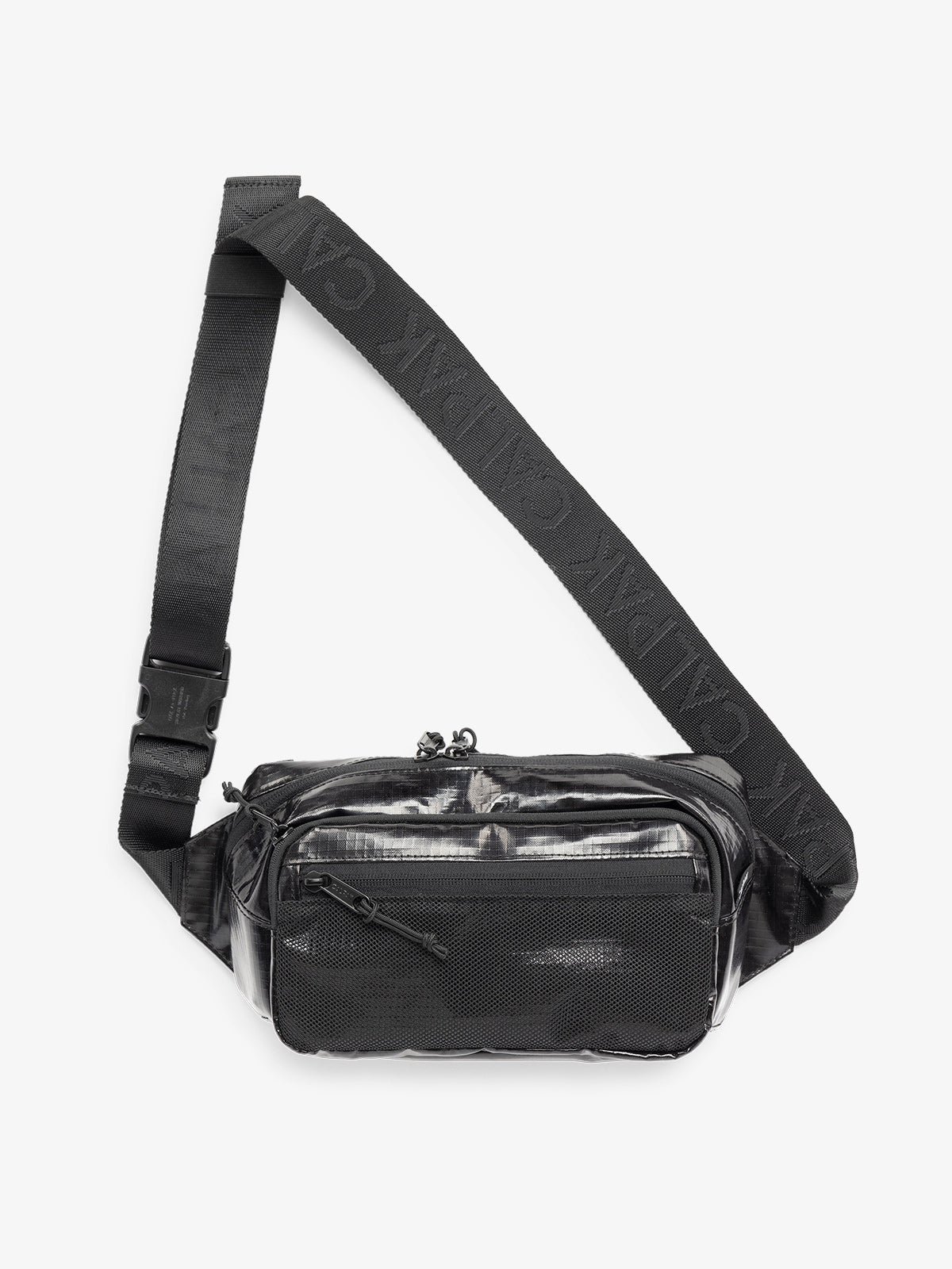 CALPAK Terra small crossbody sling bag with adjustable nylon strap in black; BBT2301-OBSIDIAN