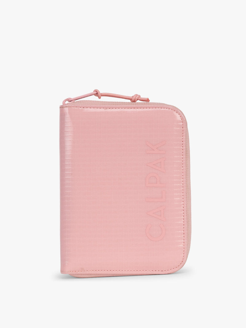 CALPAK Terra Zippered Passport Wallet in Blossom pink front view