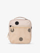 Front-view of CALPAK The Everything Cube made with durable exterior material featuring exterior mesh pocket and top handle in polka dot; ACE2401-POLKA-DOT
