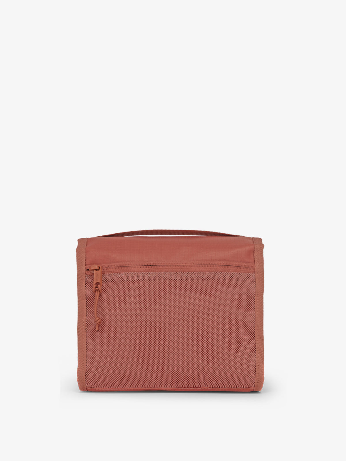 CALPAK Terra Hanging Toiletry Bag in red and orange Matte Clay back view; THY2201-CLAY