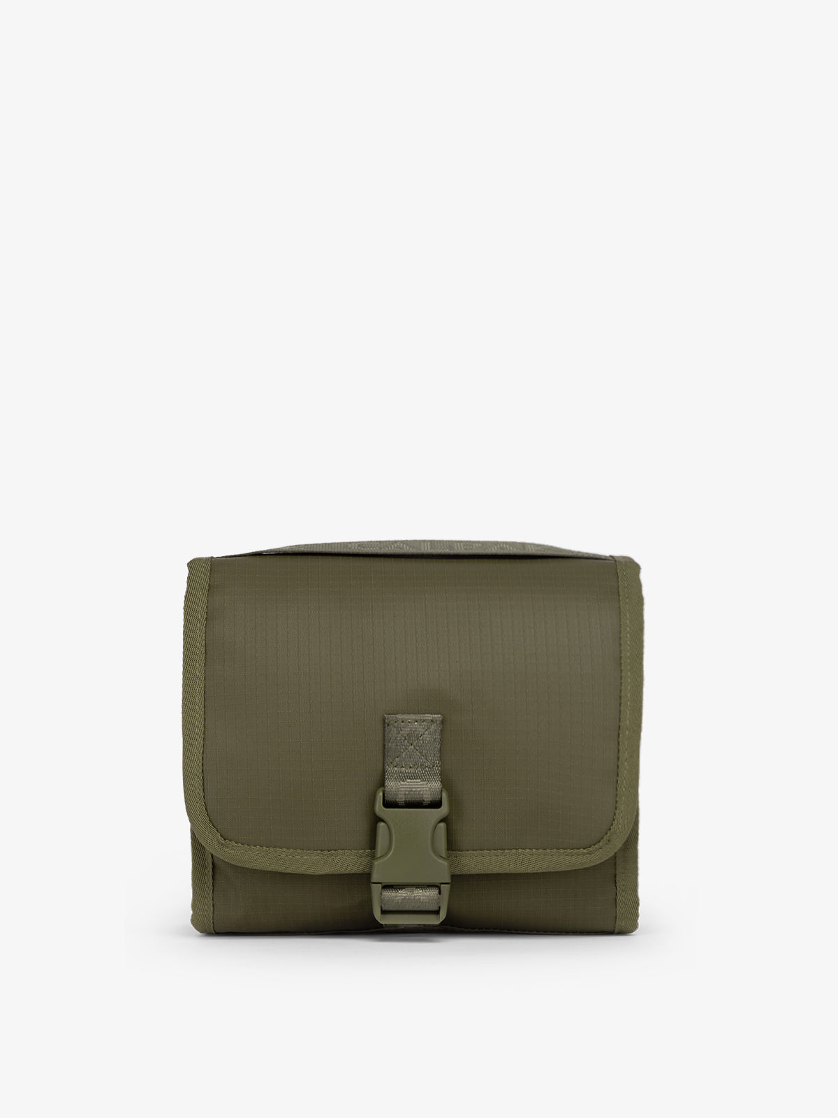 CALPAK Terra Hanging Toiletry Bag in dark green Matte Pine front view; THY2201-PINE