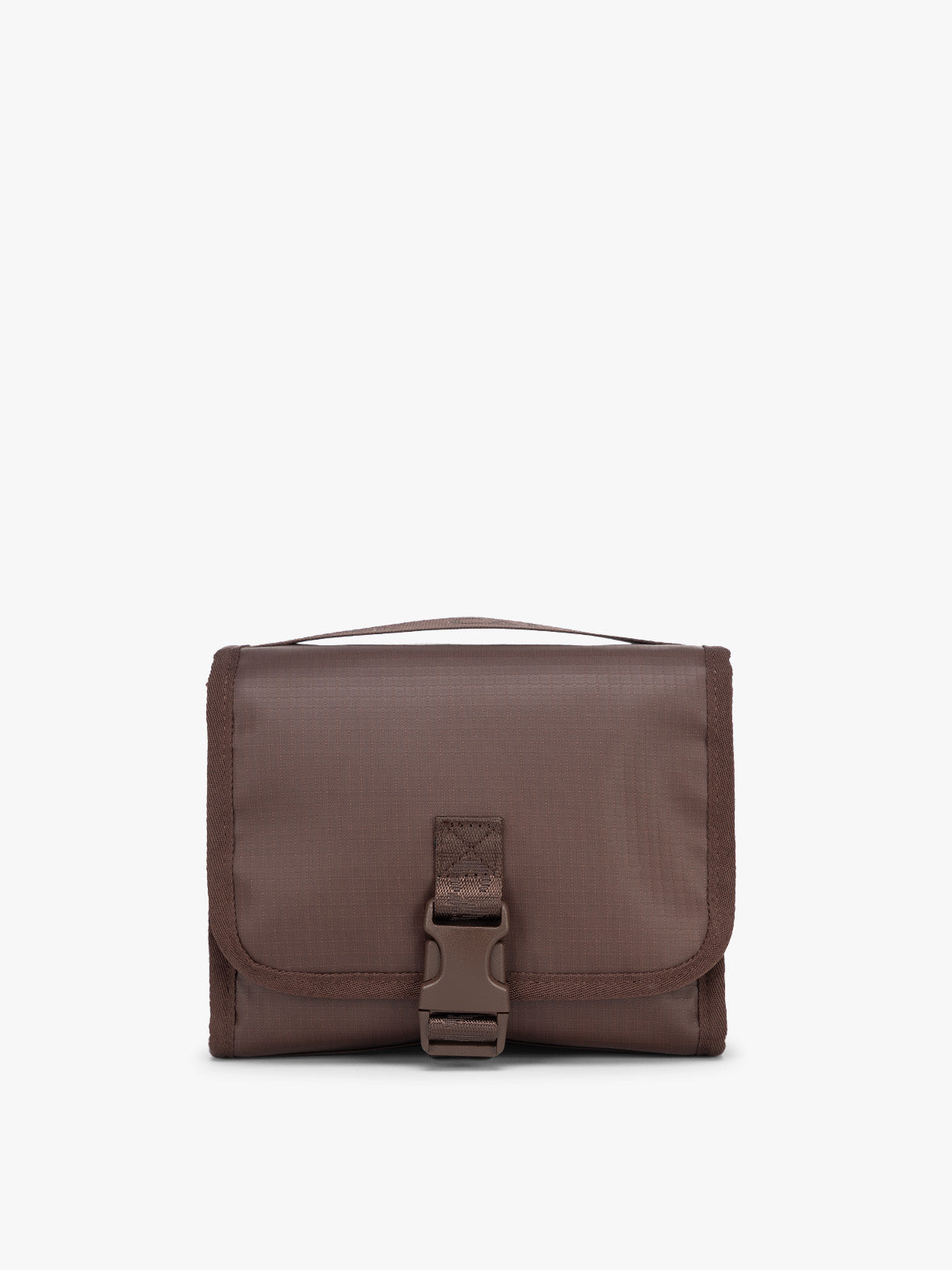CALPAK Terra Hanging Toiletry Bag in brown Walnut front view; THY2201-WALNUT