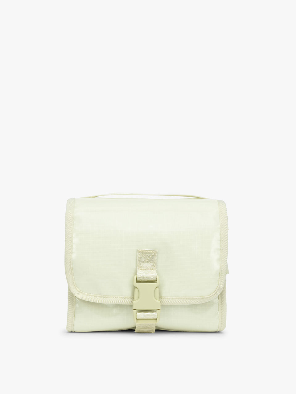 CALPAK Terra Hanging Toiletry Bag in light green Celadon with front buckle; THY2201-CELADON