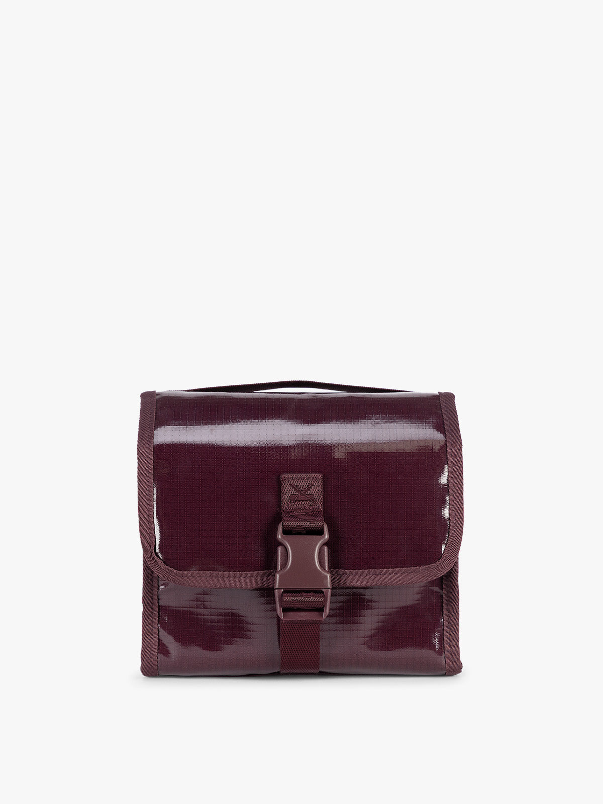 CALPAK Terra Hanging Toiletry Bag to store makeup and toiletries in dark red  Dark Cherry on a white background; THY2201-DARK-CHERRY
