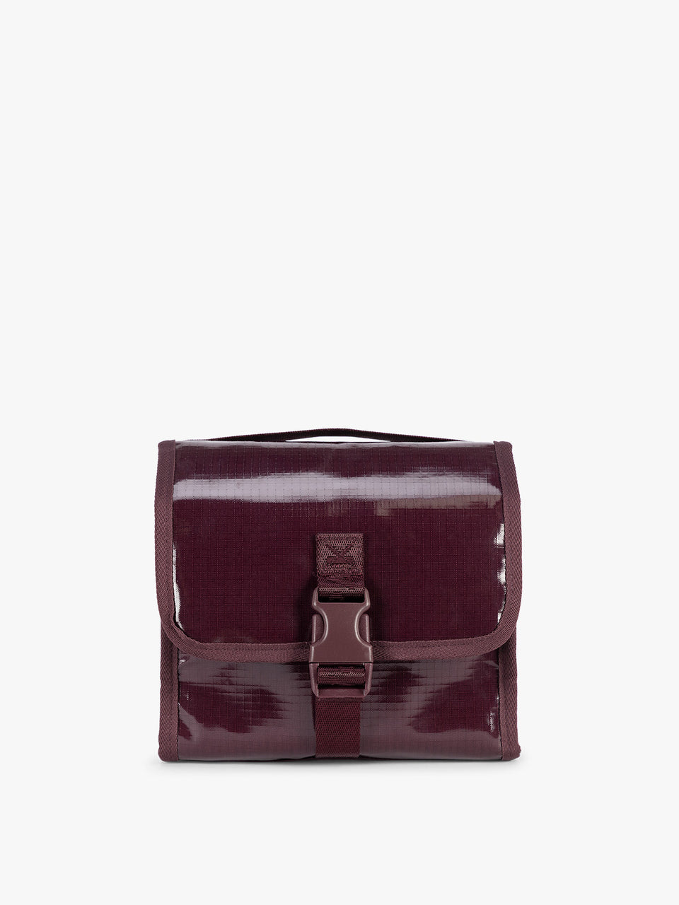CALPAK Terra Hanging Toiletry Bag to store makeup and toiletries in dark red  Dark Cherry on a white background; THY2201-DARK-CHERRY