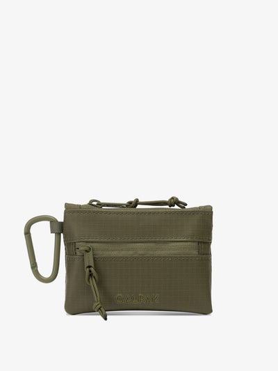 CALPAK Terra Clippable Card Pouch in dark green Matte Pine front view; TPC2401-PINE