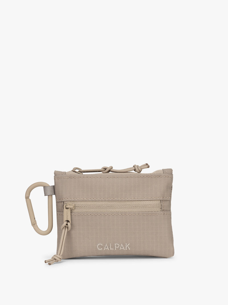 CALPAK Terra Clippable Card Pouch in beige Stone front view