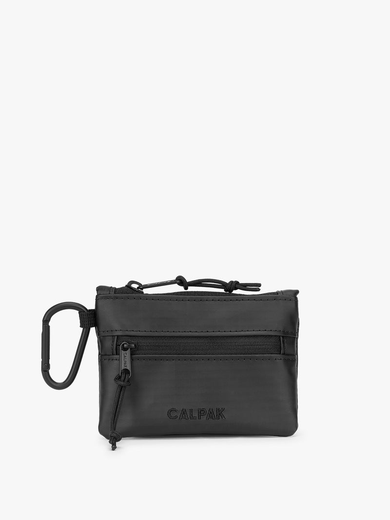 CALPAK Terra Clippable Card Pouch in black Matte Obsidian front view