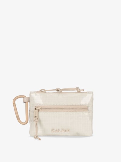 CALPAK Terra Clippable Card Pouch in off-white and tan White Sands; TPC2401-WHITE-SANDS