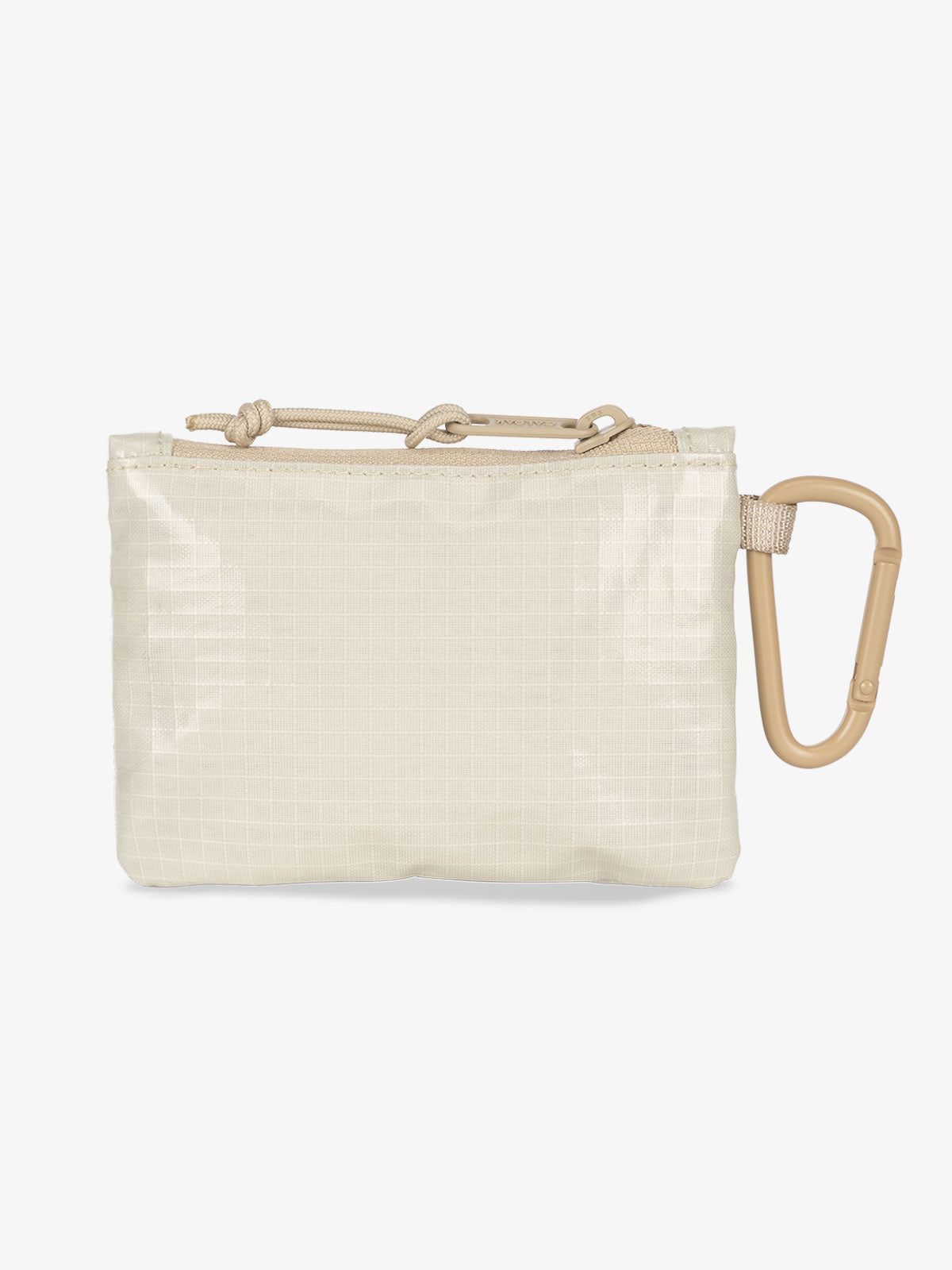 CALPAK Terra Clippable Card Pouch in off-white and tan White Sands back side; TPC2401-WHITE-SANDS