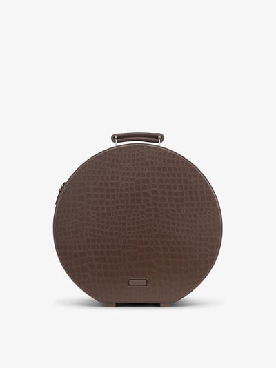CALPAK TRNK medium hat box with faux crocodile design in espresso; HB1617-ESPRESSO