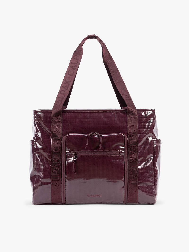 CALPAK Terra 35L Tote Bag with zippers in dark red Dark Cherry on a white background