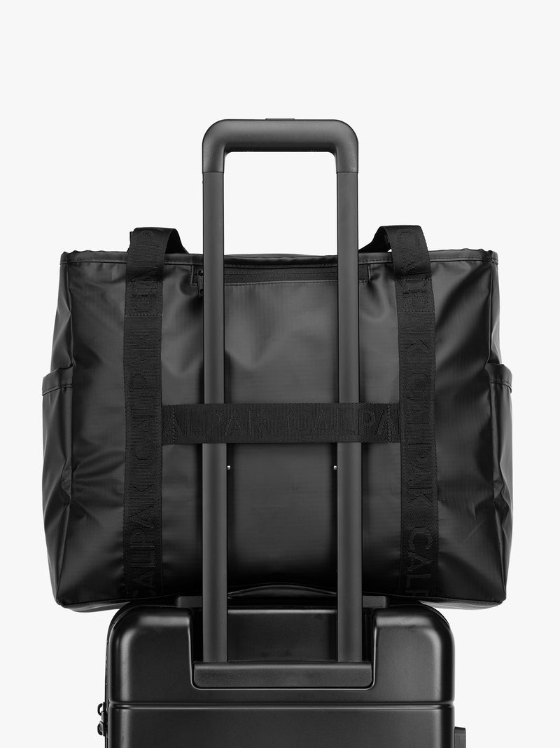 CALPAK Terra 35L Tote in black Matte Obsidian back trolley sleeve
