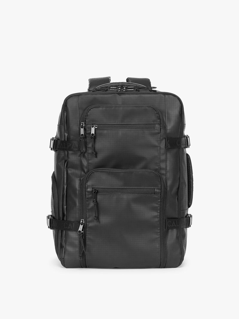 CALPAK Terra 26L Laptop Duffel Backpack in black Matte Obsidian front view