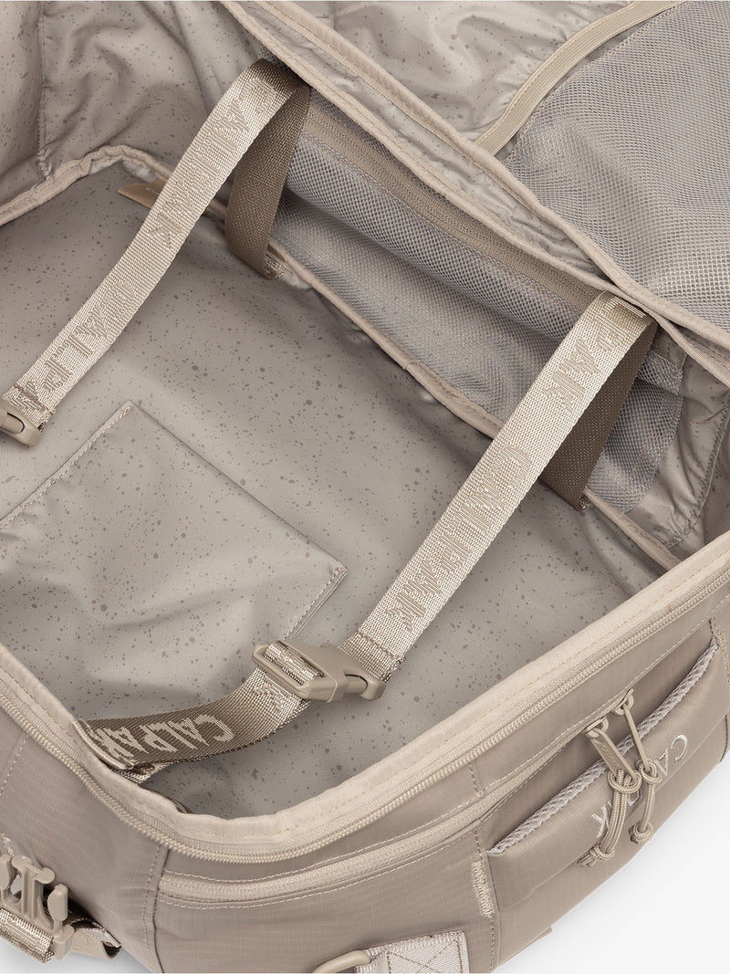 Terra 26L Laptop Duffel Backpack in beige Stone inside view