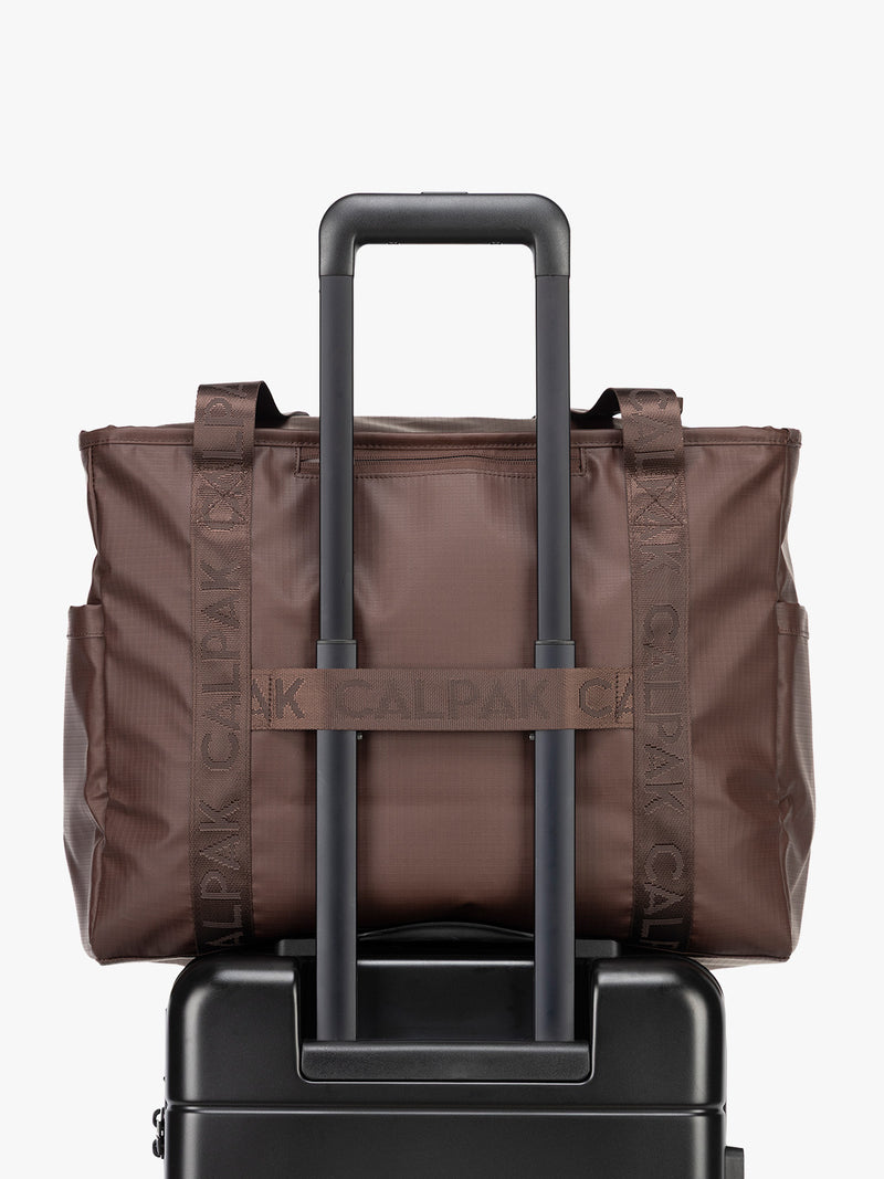 CALPAK Terra 35L Tote in brown Walnut trolley sleeve