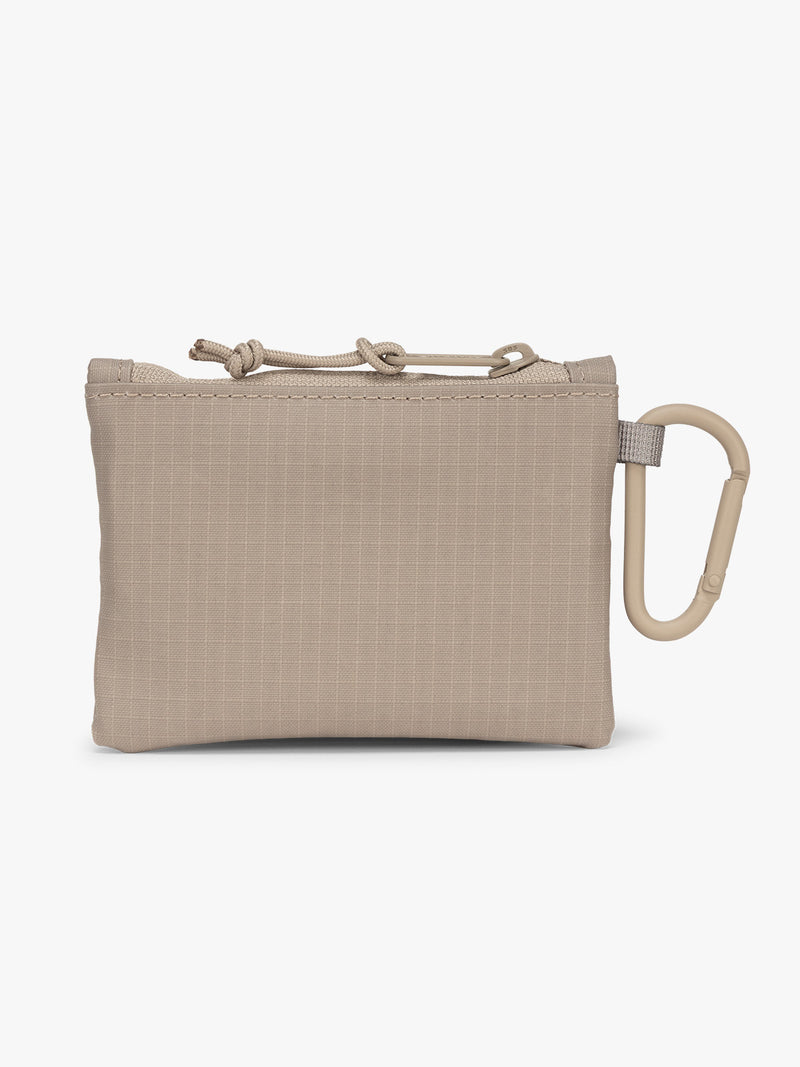 CALPAK Terra Clippable Card Pouch in beige Stone back view