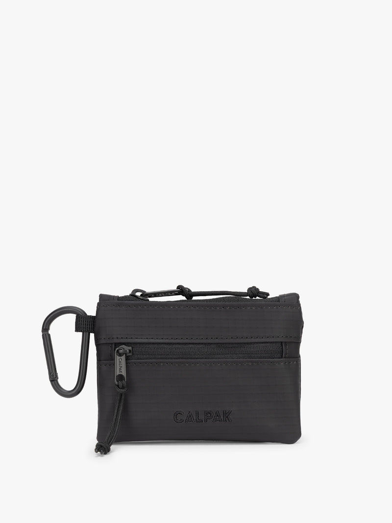 CALPAK Terra Clippable Card Pouch in black Matte Obsidian front view