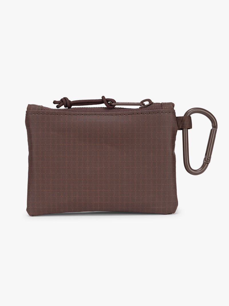 CALPAK Terra Clippable Card Pouch in brown Walnut back view