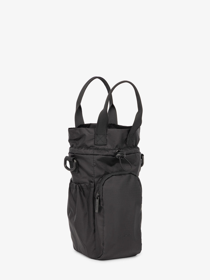 black leather backpack with water bottle holder Water Bottle Holder in Black