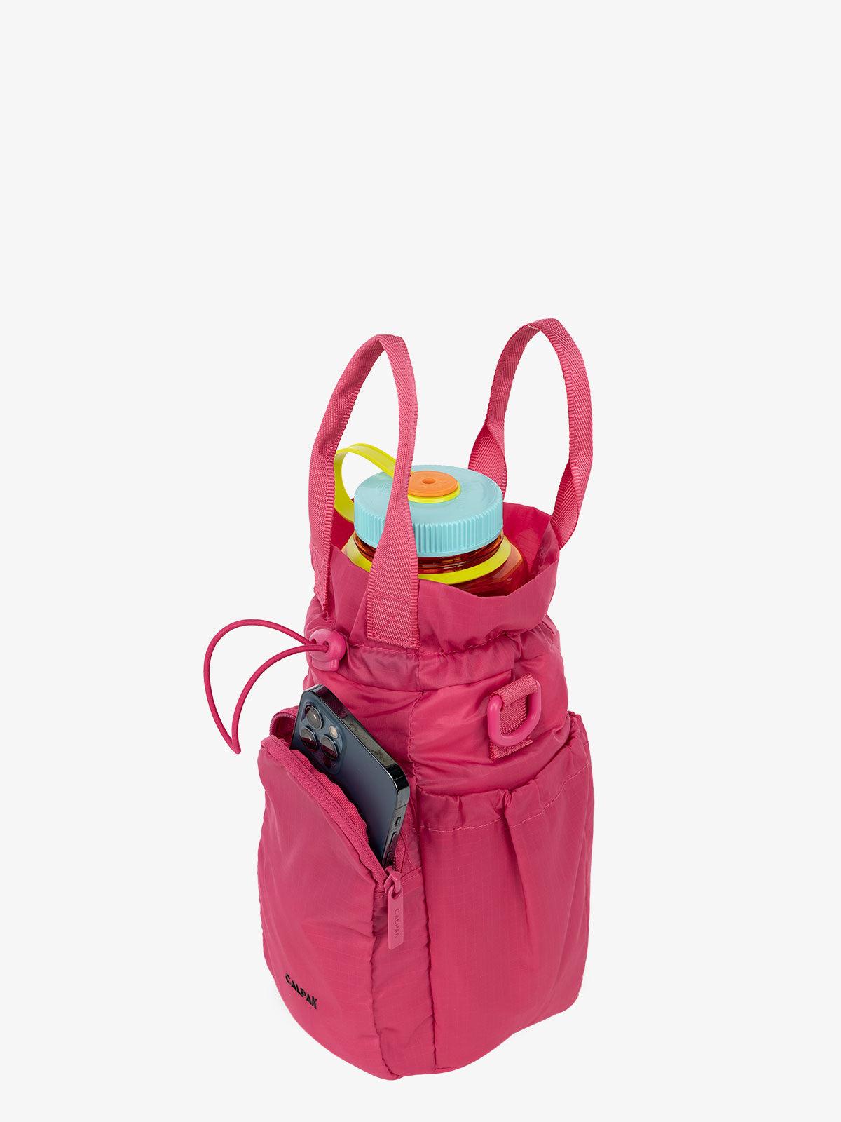 CALPAK Water Bottle carrier with zippered pocket in pink