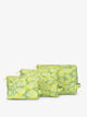 CALPAK Water Resistant Zippered Pouch Set of three in green lime viper print; PCZP2401-LIME-VIPER
