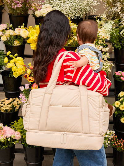 CALPAK Weekender Duffel in white Oatmeal; WDB2501-OATMEAL view 2