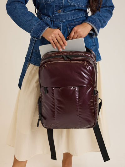 CALPAK Luka Backpack in maroon Dark Cherry ; BPL2001-GLAZED-DARK-CHERRY view 2