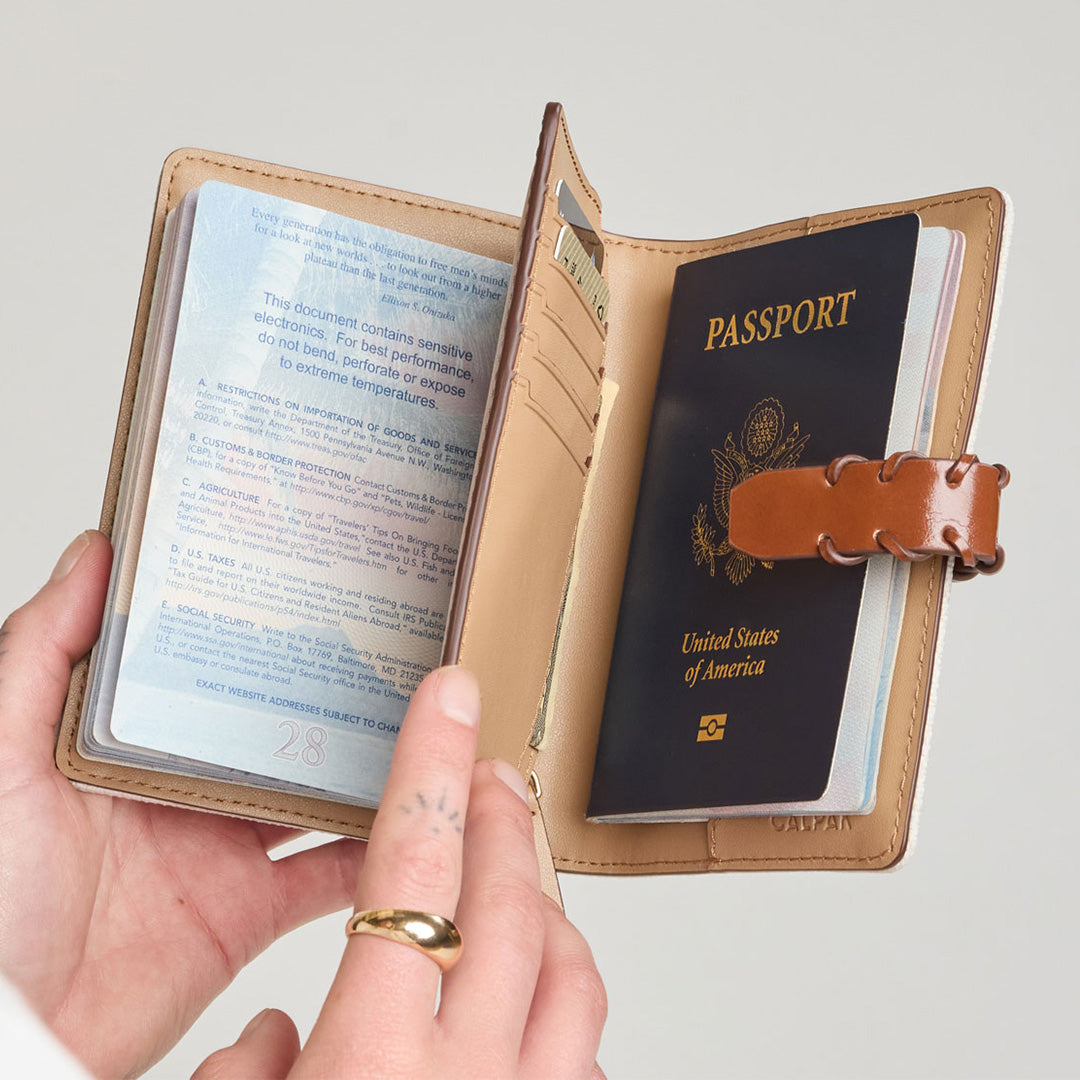 Colette Multi Passport Wallet in Canvas in Natural Brown | CALPAK