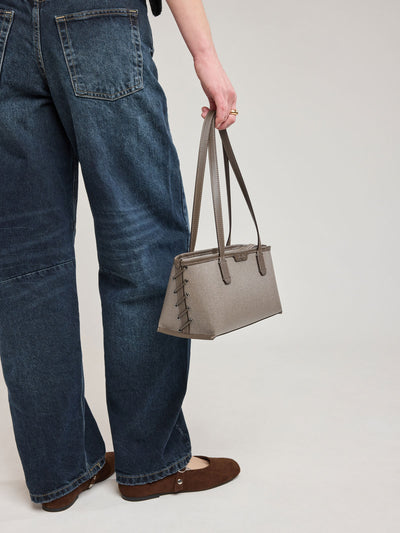 CALPAK Colette Canvas Shoulder Tote in brown Mushroom canvas material ; CLST2601-MUSHROOM view 2