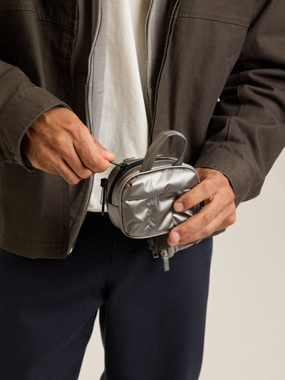 CALPAK Luka Duffel Zip Bag Charm in dark silver Gunmetal; ALK2501-GUNMETAL view 2