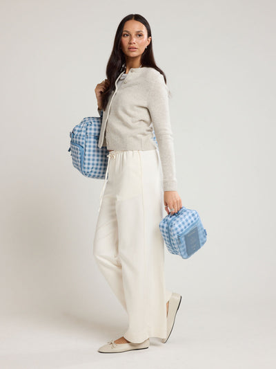 CALPAK Everything Cube in light blue and white gingham print ; ACE2401-FRENCH-BLUE-GINGHAM view 2