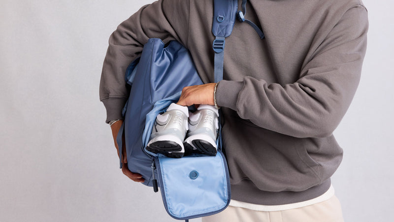 CALPAK Fit Gym Backpack with exterior shoe compartment