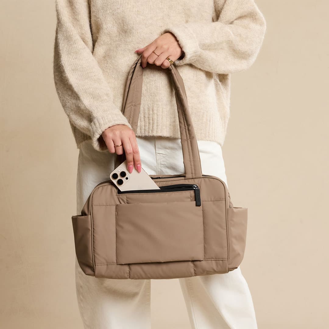 Luka Mini Duffel in Vegan Leather in Black | CALPAK