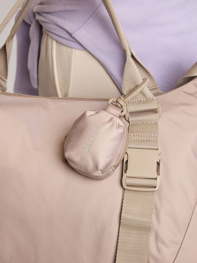 CALPAK Fit Zip Bag Charm in grey beige Greige with hook and zipper; KPF2601-GREIGE view 2
