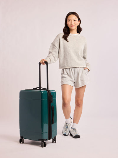 CALPAK Hue Medium Luggage in dark green Kale; LHU1024-GLAZED-KALE view 2